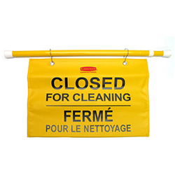 AFFICHE SUSPENDUE BILINGUE FERMÉ POUR LE NETTOYAGE